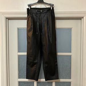Black vegan leather joggers